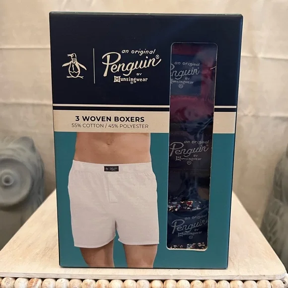 Original Penguin Underwear Socks Penguin Woven Boxers Large